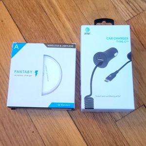 Android Type C Charging Bundle Car Charger and Wireless Charger